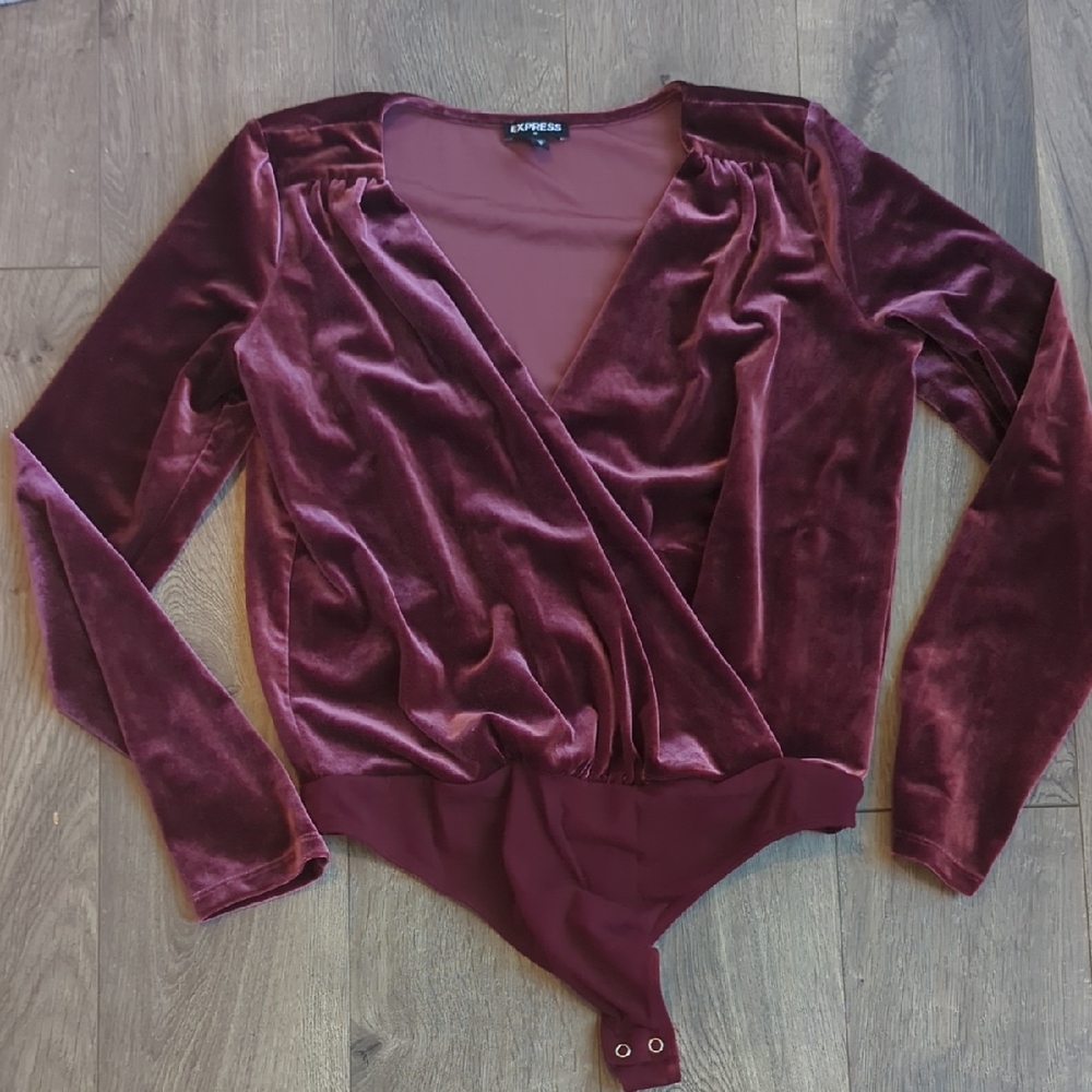 Express Deep Mauve Velvet Bodysuit